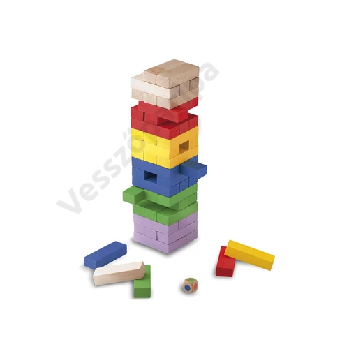 Cayro színes jenga dobókockával